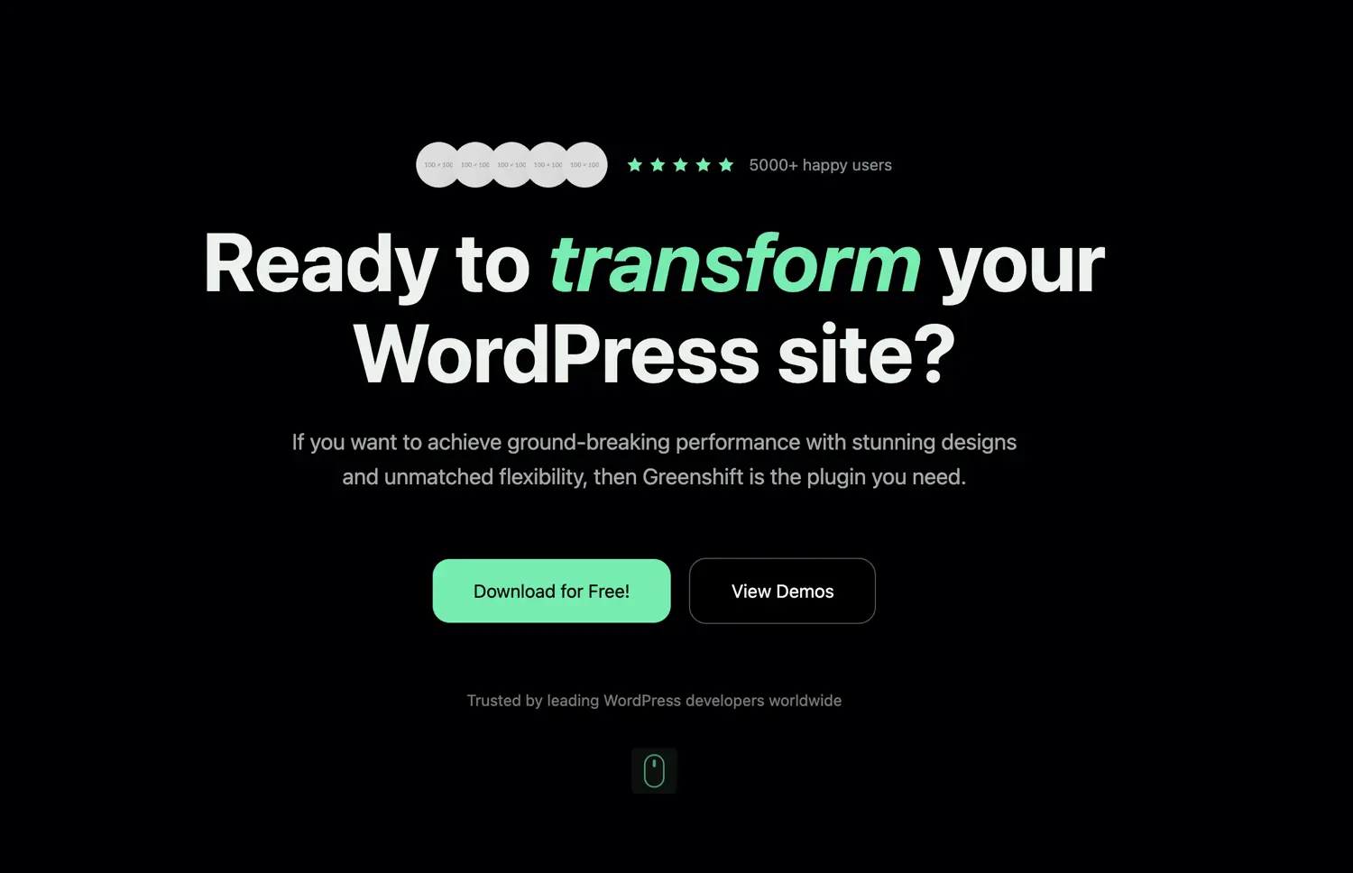 Hero section with interactive background