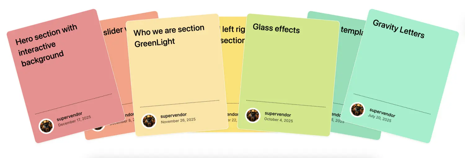 Post cards with hover animation